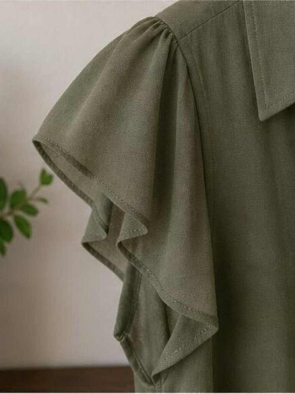 Olive Ruffle Blouse - Picture 5 of 6